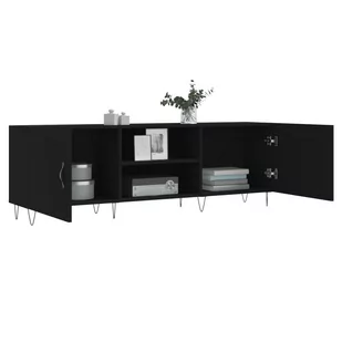 Szafka pod TV, czarna, 150x30x50 cm, materiał drewnopochodny Lumarko! - Szafki RTV Szafka pod TV, czarna, 150x30x50 cm, materiał drewnopochodny Lumarko! - Szafki RTV - miniaturka - grafika 3