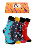 Skarpetki męskie - CREA SOCKS, kolorowe skapetki, 4 pary, SZKIELETY w pudełku prezentowym, 41/46 - miniaturka - grafika 1
