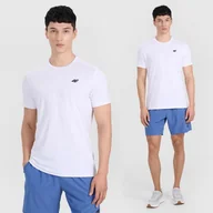 Koszulki męskie - Koszulka Męska 4F T-shirt Treningowy Szybkoschnący Biały WMM00TFTSM1830 XL - miniaturka - grafika 1