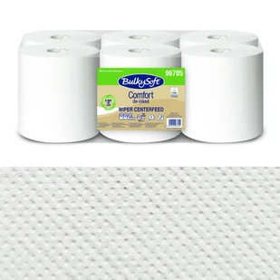 Ekologiczny ręcznik papierowy midi mocny 108m biały 2 warstwy w roli do systemu one-to-one Bulkysoft Comfort de-inked 6 rolek - Ręczniki papierowe - miniaturka - grafika 1