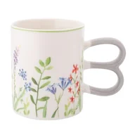 Kubki - Kubek porcelanowy w kwiatki z uszami zająca 370 ml biały - miniaturka - grafika 1