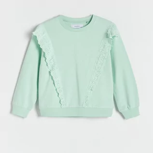 Bluzki dla dziewczynek - Reserved - Bluza z falbanami - Zielony - grafika 1
