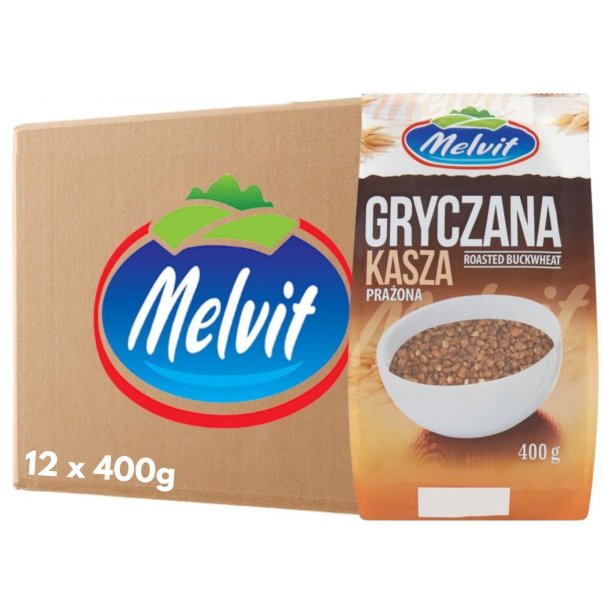 MELVIT Kasza gryczana prażona 400 g x 12 sztuk