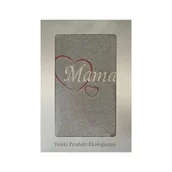 Ręczniki - Prezent dla mamy ręcznik 70x140 Mama szary jasny serduszka w pudełku na Dzień Matki - miniaturka - grafika 1