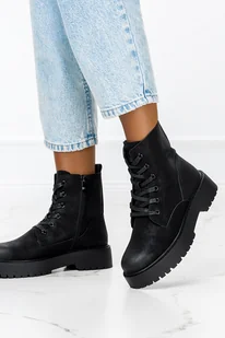 Botki Sergio Leone workery na platformie damskie sznurowane czarne TR759-41 - Botki damskie - miniaturka - grafika 1