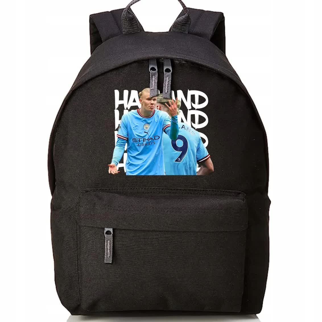 Plecak Szkolny Czarny Do Szkoły HAALAND Sławni Piłkarze Piłka Nożna Wzory