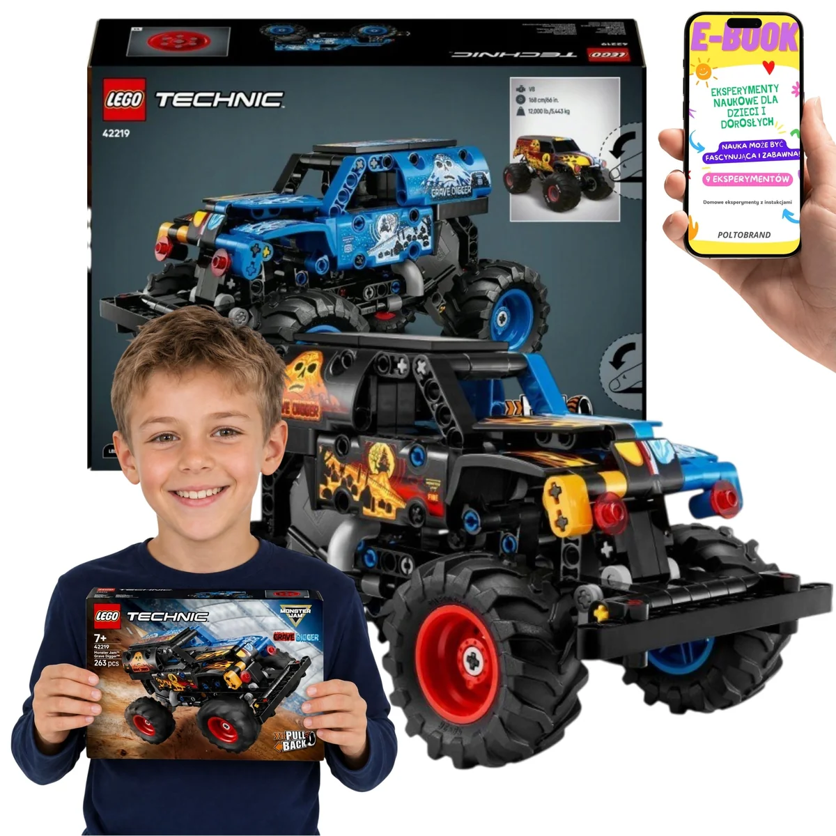 LEGO TECHNIC Monster Jam Grave Digger Ogień i lód dla dziecka 7 8 9 lat 42219 263 el.