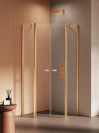 Kabiny prysznicowe - New Trendy Kabina New Soleo 90x90 pięciokątna gold brushed transparentne K-3586 - miniaturka - grafika 1