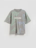 Koszulki dla chłopców - Reserved - Bawełniany t-shirt - jasnoszary - miniaturka - grafika 1