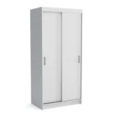 Meble do przedpokoju - Szafa przesuwna Nico 1 110cm biała dwudrzwiowa do pokoju sypialni - miniaturka - grafika 1