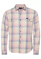Koszule męskie - Superdry Koszula męska Vintage Flanel Shirt, Różowy czek diagonalny, M - miniaturka - grafika 1