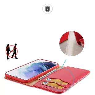 Dux Ducis Hivo skórzane etui z klapką pokrowiec ze skóry naturalnej portfel na karty i dokumenty Samsung Galaxy S22+ (S22 Plus) czerwony - Etui i futerały do telefonów - miniaturka - grafika 3