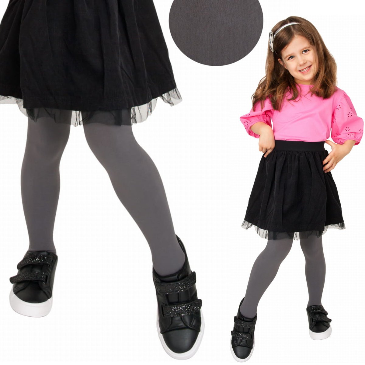 Rajstopy Noviti Blanka 3D mikrofibra grafit 100DEN roz.128/134