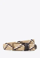 Paski - Męski pasek z plecionki ze skórzanymi wstawkami beżowy - miniaturka - grafika 1