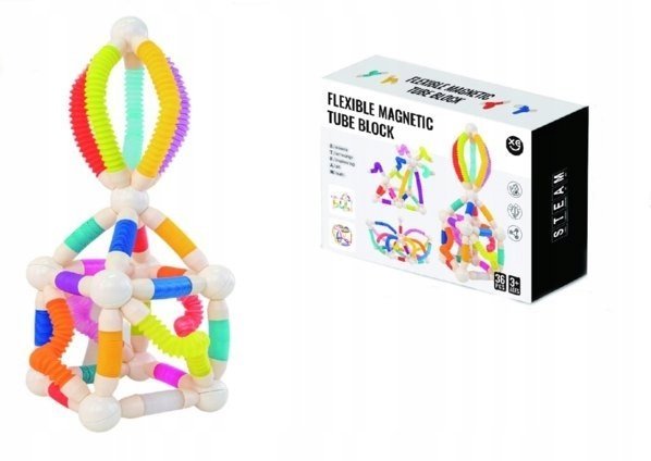 Układanka Rurki Konstrukcyjne Magnetyczne Zabawa W Małego Konstruktora