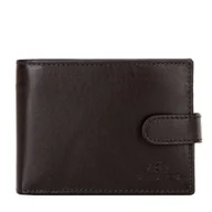 Portfele - Portfel ze skóry z zapięciem na napę brązowy - miniaturka - grafika 1