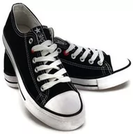 Trampki damskie - Trampki tenisówki młodzieżowe NEWS 4723 czarne - miniaturka - grafika 1