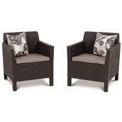 Meble ogrodowe - Fotele ogrodowe Orlando Duo Allibert 75x65cm brąz/taupe kod: BK-001264 - miniaturka - grafika 1