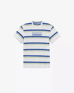 LEE SEASONAL STRIPE LOGO MĘSKI T-SHIRT KOSZULKA W PASKI ECRU L61FBSNQ 112113839 - Lee - Koszulki męskie - miniaturka - grafika 1