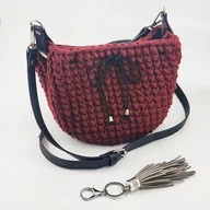 Torebki damskie - Torebka worek bordowa z czarnym paskiem - miniaturka - grafika 1