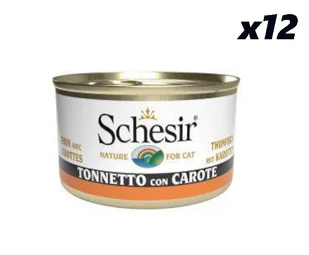 Schesir Tuńczyk z marchwią 12x85g - Mokra karma dla kotów - miniaturka - grafika 1
