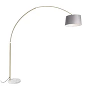 Lampy stojące - QAZQA Nowoczesna lampa podłogowa łuk złota klosz szary 45cm podstawa biała - XXL - miniaturka - grafika 1