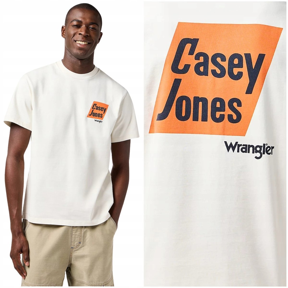 Wrangler CASEY JONES GRAPHIC TEE luźny t-shirt bawełniana koszulka biel XXL