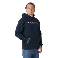 Bluzy męskie - Męska bluza z kapturem Helly Hansen Core Graphic Sweat Hoodie navy - M - miniaturka - grafika 1