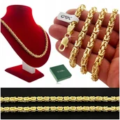 Naszyjniki męskie - ZŁOTY ŁAŃCUSZEK MĘSKI SPLOT KRÓLEWSKI PR. 925/585 SREBRO POZŁACANE 70m/5mm - Golden Celebrity - miniaturka - grafika 1