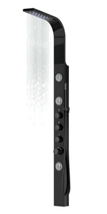 Corsan - Panel prysznicowy SNAKE z mieszaczem i oświetleniem LED, stal szczotkowana w czarnym kolorze S-002MBLLED - Panele prysznicowe - miniaturka - grafika 1