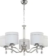 Lampy sufitowe - LAMPA WISZĄCA białe klosze rama chrom z kryształami klasyczna duża JUPITER JU 5 H Jupiter - miniaturka - grafika 1