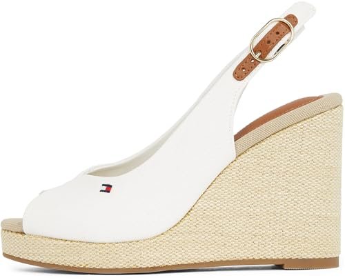TOMMY HILFIGER Damska flaga HIGH WEDGE ESPAD SLINGBACK Espadryle, biała (Ecru), 5 UK, Biały Ecru, 38 EU
