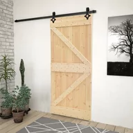 Drzwi wewnętrzne - Drzwi przesuwne z osprzętem, 80x210 cm, lite drewno sosnowe | 3057488 VIDAXL - miniaturka - grafika 1