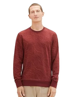 TOM TAILOR Bluza męska, 32454 – bordowy wzór Red Line, 3XL - Bluzy męskie - miniaturka - grafika 1