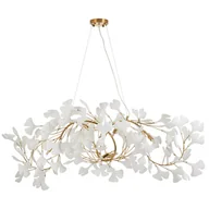 Lampy sufitowe - Dekoracyjna lampa wisząca Botanika XY080P-120 Step liście ceramika biały złoty - miniaturka - grafika 1