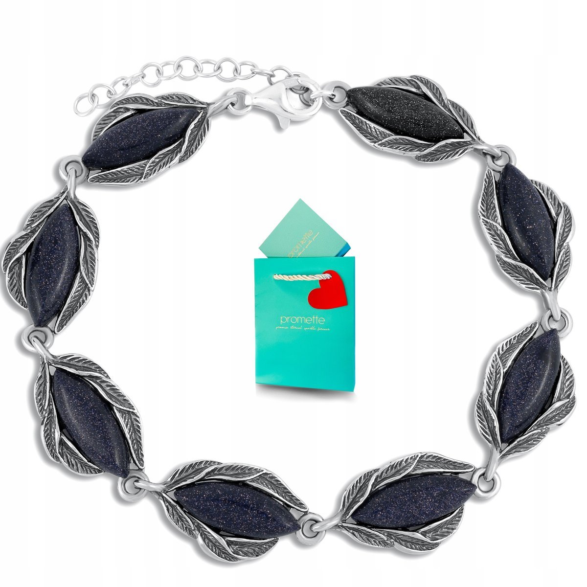 Bransoletka noc kairu srebrna damska z kamieniami biżuteria z nocą kairu