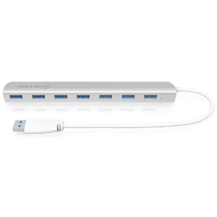 Icy Box IB-AC6701 z 7 portami USB 3.0 Hub ze zintegrowanym kablem USB i aluminiowa obudowa (w zestawie: 5 V/4 A power adapter) srebrny 70411 - Części i akcesoria do laptopów - miniaturka - grafika 1
