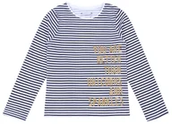 Bluzki damskie - Biało-granatowa bluzka w paski 12-13 lat 158 cm - miniaturka - grafika 1