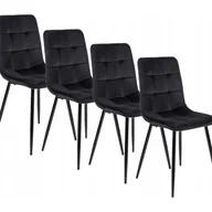 Krzesła - Zestaw 4 Krzeseł Tapicerowanych Welurowych Komplet Do Jadalni Czarne PERU - miniaturka - grafika 1