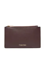 Portfele - Calvin Klein Duży Portfel Damski Foil Logo Top Zip Cardcase LV04F1090G Bordowy - miniaturka - grafika 1