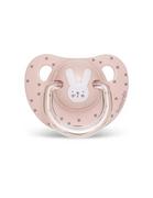 Smoczki uspokajające - Suavinex Smoczek anatomiczny silikonowy 18+ różowy królik Hygge Baby - miniaturka - grafika 1