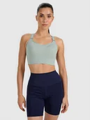 Bielizna sportowa damska - 4F Biustonosz treningowy z wysokim wsparciem - zielony L - miniaturka - grafika 1