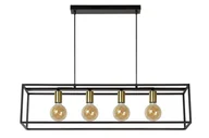 Lampy sufitowe - Lucide Ruben 00424/04/30 Lampa wisząca zwis oprawa 4x40W E27 czarna/satynowy mosiądz - miniaturka - grafika 1