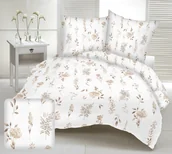 Pościel - Pościel satyna korowana 160x200 biała beżowa kwiatowa łąka - miniaturka - grafika 1