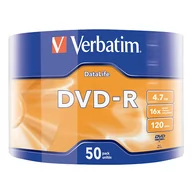Nośniki danych - Verbatim DVD-R, Matt Silver, 43791, 4.7GB, 16x, wrap, 50-pack, bez możliwości nadruku, 12cm, do archiwizacji danych - miniaturka - grafika 1