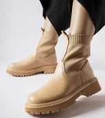 Botki damskie - Beżowe botki eko-zamsz Big Star MM274542-38 - miniaturka - grafika 1