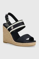 Sandały damskie - Tommy Hilfiger sandały WEBBING HIGH WEDGE SANDAL kolor granatowy FW0FW08045 - miniaturka - grafika 1