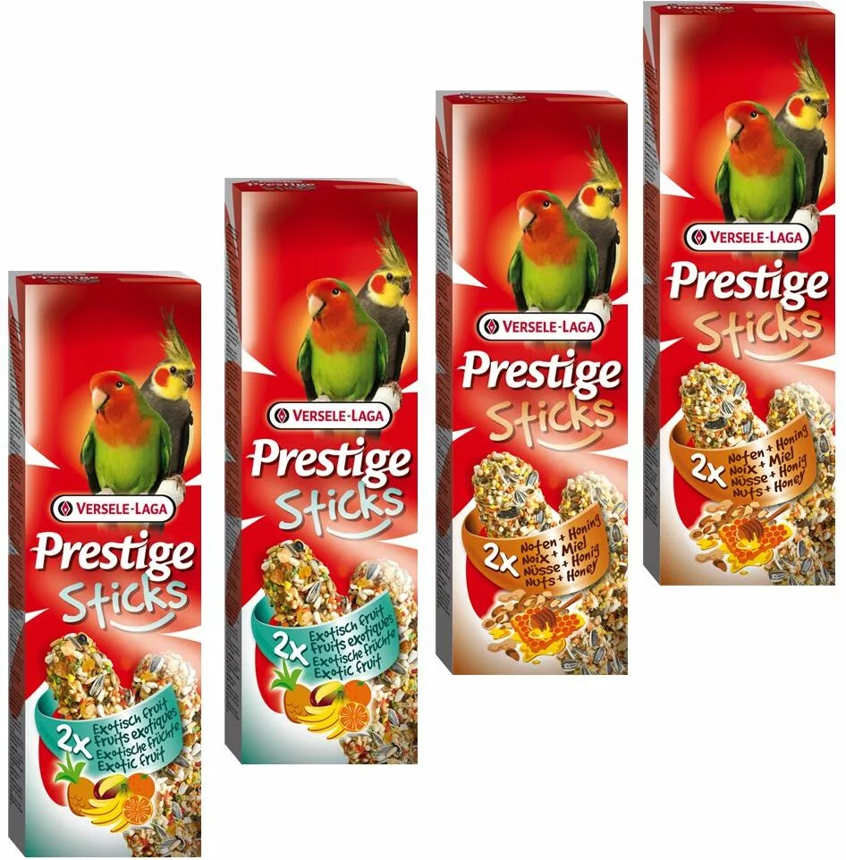 Mieszany pakiet Prestige Sticks dla papug dużych - 4 x 2 sztuki (560g)