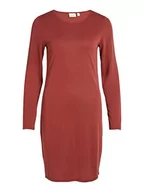 Sukienki - Vila Damska sukienka Vimodala O-Neck L/S Midi Su-Noos, Fired Brick, M - miniaturka - grafika 1