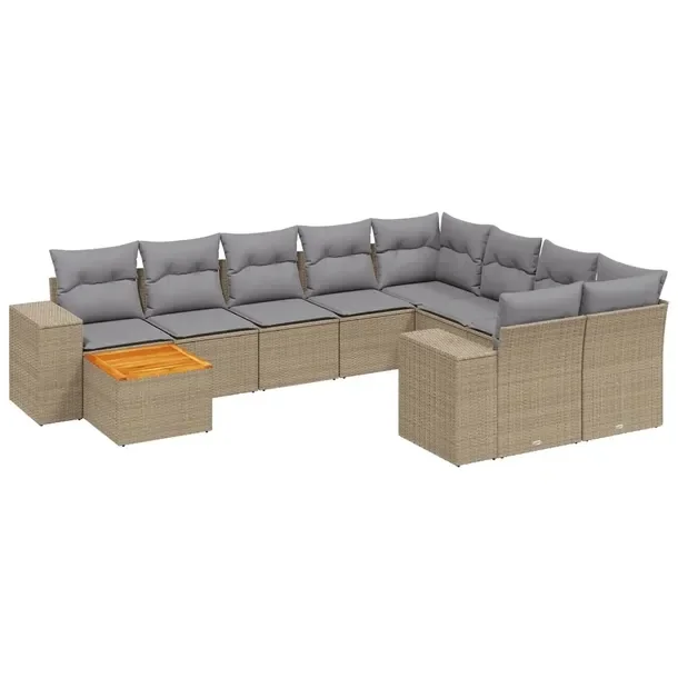Beżowy zestaw mebli ogrodowych z rattanem PE, wymiary 62x62x69 cm, 55x62x6